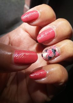 Coral Stamped Nails