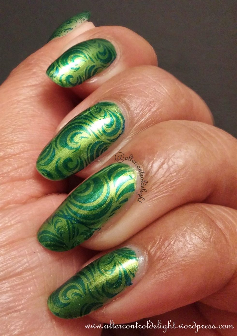 Blue & Green Swirls Nail Art